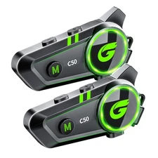 Motorcycle Helemt Intercom Headset,C50 2 Riders Intercom with IP67 Waterproof...