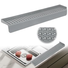 Silicone Sink Edge Protector with Suction Cup 4" x 30",Kitchen 4in*30in, Gray
