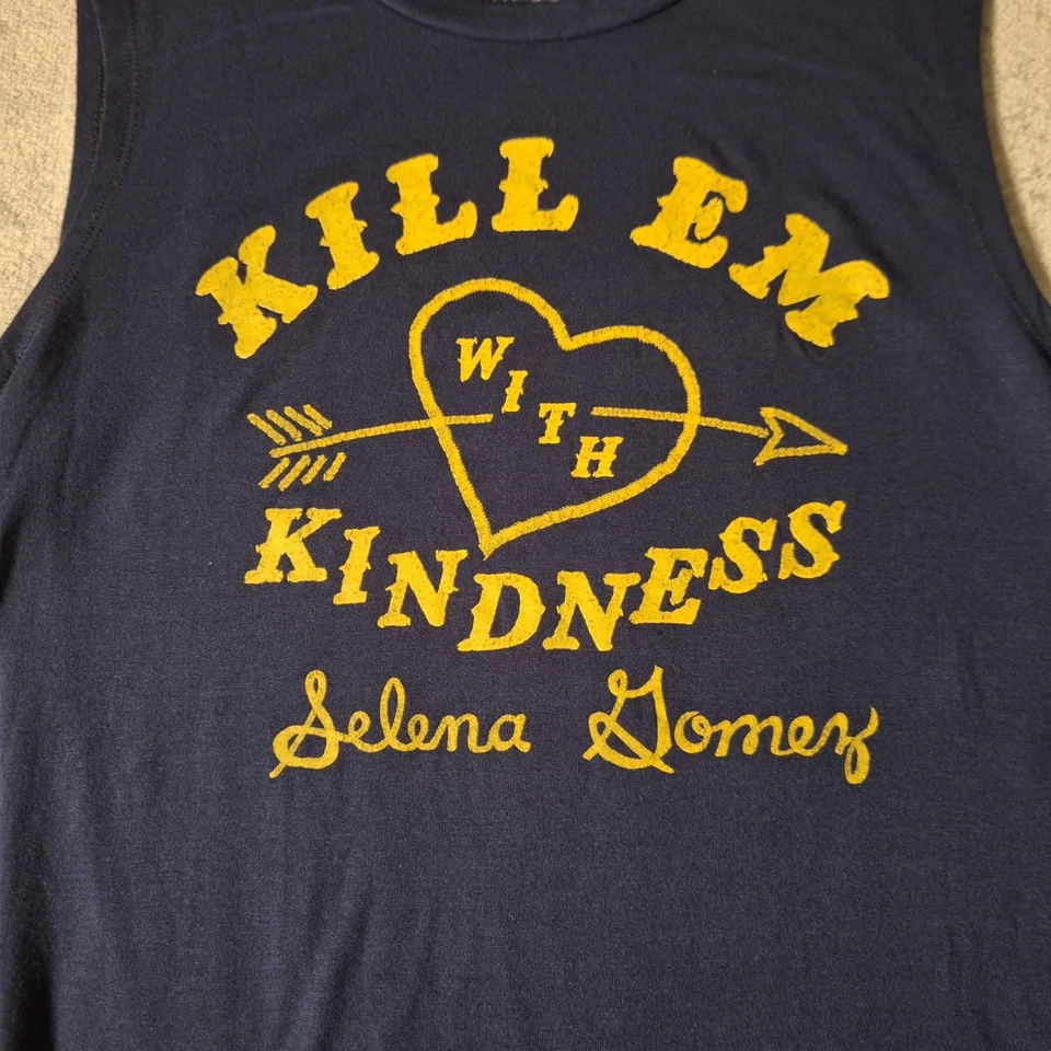 Camisa SELENA GOMEZ para mujer XL azul camiseta sin mangas Kill Em con amabilidad música pop Foto 2 de 4