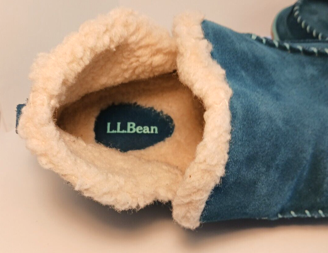 L L Bean Mountain Slipper Boot Moccasins Teal Turquoise House Shoes