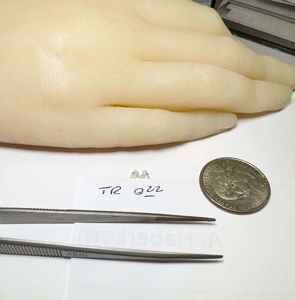 Trillion Diamonds 0.22 Ct F I1 Triangles Loose Pair Side stones Natural Ring - Image 4 of 4