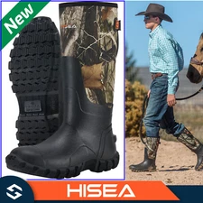 HISEA Men Mid-Calf Rain Boots Waterproof Insulated Hunting Chore Mud Work Boots