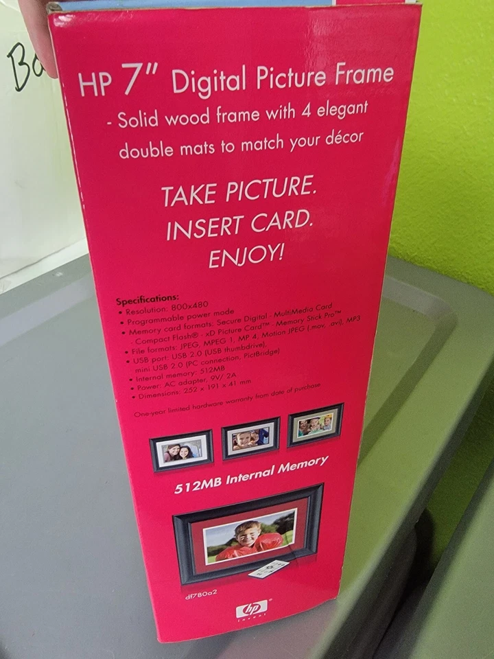HP 7" NEW Digital Solid Wood Digital Picture Frame Remote df780b2 2GB Memory NEW - Image 3 of 4