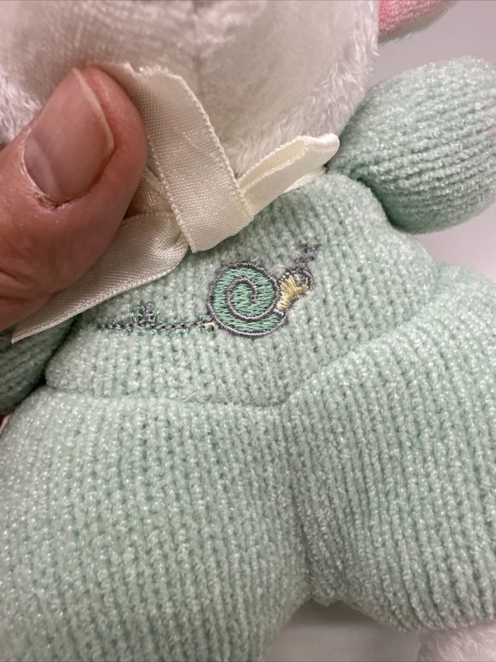 Vintage Soft Dreams Pelúcia de Cordeiro Branco Verde e Branco Malha de Chenille Lovey Excelente Estado Usado - Imagem 3 de 4