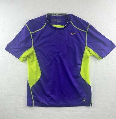 Nike Pro Combat Shirt Mens size Large Purple Dri Fit Fitted Activewear  (read)