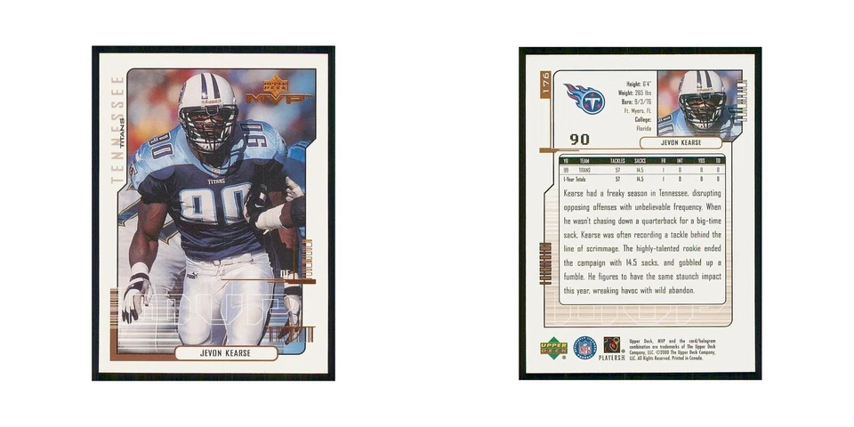 2000 Upper Deck MVP Jevon Kearse Titans #176 - Image 3 of 3