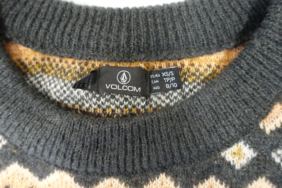 VOLCOM GEO PRINT BLACK PINK XS KNIT NOT FAIRISLE SWEATER WOMENS NEW - Image 4 of 4