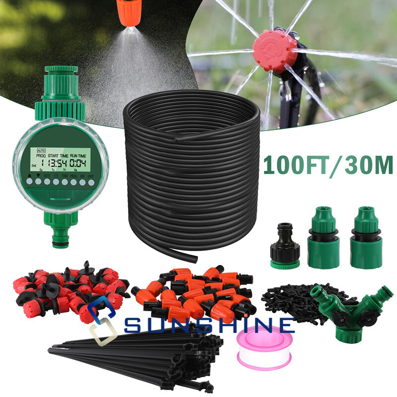 Kit De Automatico Sistema Riego Por Goteo Para Jardín Céspedes 100/82FT