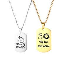 Moon of My Life My Sun and Stars Stainless Steel Couple Necklace Valentine Gift