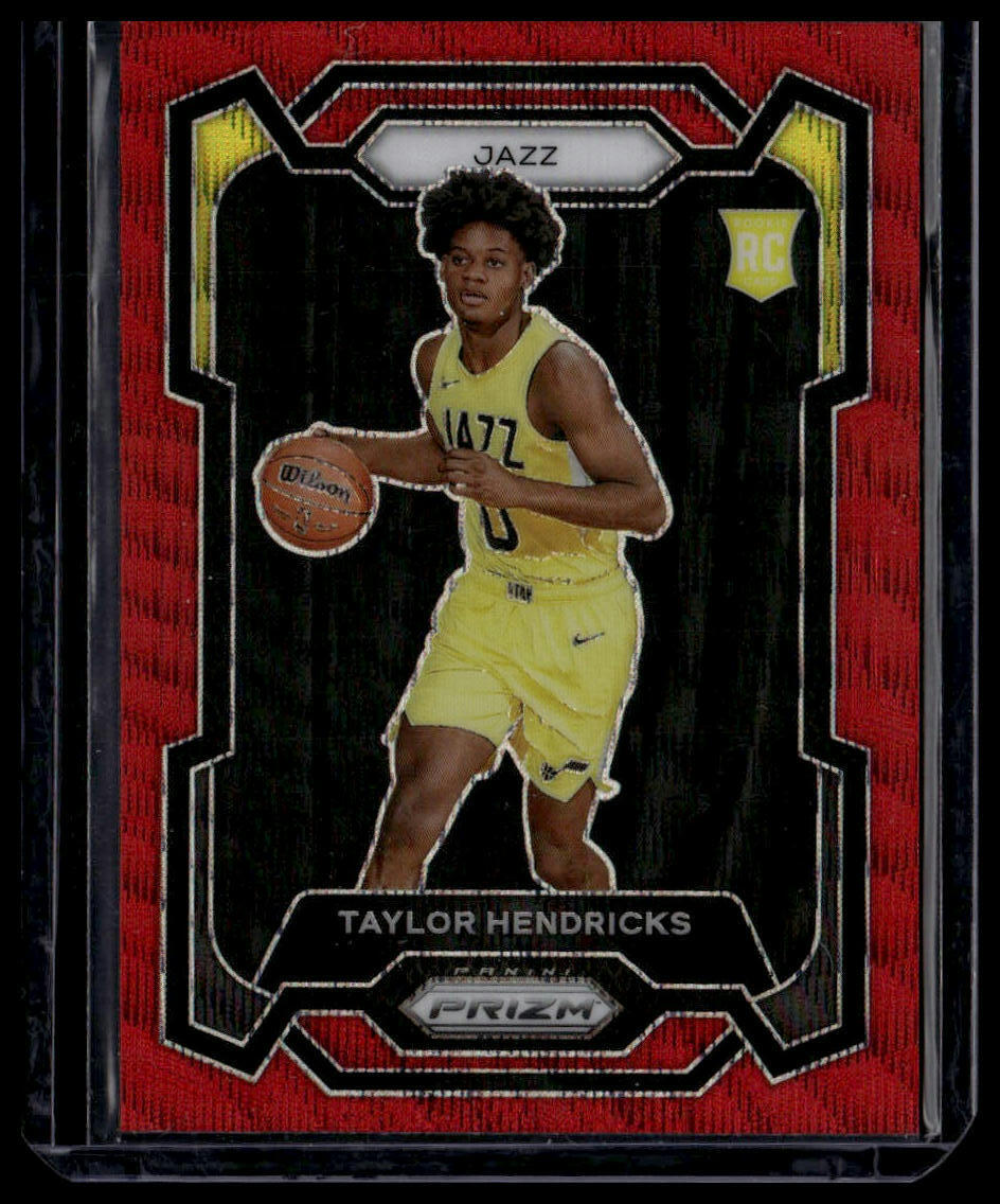 2023-24 Panini Prizm #161 Taylor Hendricks Prizms Ruby Wave Rookie Card RC