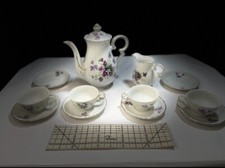 CHILD'S SIZE 12PC PORCELAIN W/ VIOLETS TEA W/ TEAPOT, CREAMER,CUPS/SAUCERS