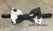 Cow Print Bow Tie, Handmade, Pre Tied, Country, Western, Animal Print Bow Tie