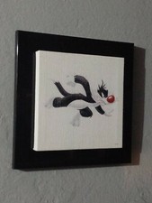 Quadro stampa supporto mdf nero cartone animato gatto Silvestro Salvadori Arte