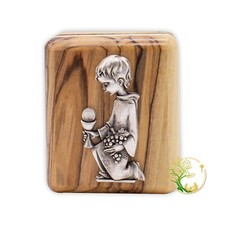 Holy Communion olive wood rosary box for boys  A sacred Holy Land keepsake boy