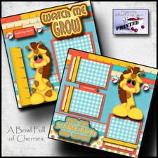WATCH ME GROW 2 premade scrapbook pages paper printed layout 4 album BABY cherry