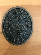 Ballentine Ale Belt Buckle Metal RARE You hear Mel Allen pouring this ale 