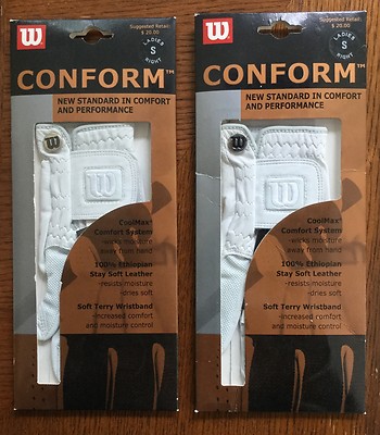 $40 Wilson Staff Conform Stay Soft Leather Gloves TWO 2 Ladies' RH S for Lefties
