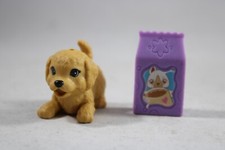 BARBIE PET DOG BROWN PUPPY Golden Retriever with FOOD ACCESSORIES
