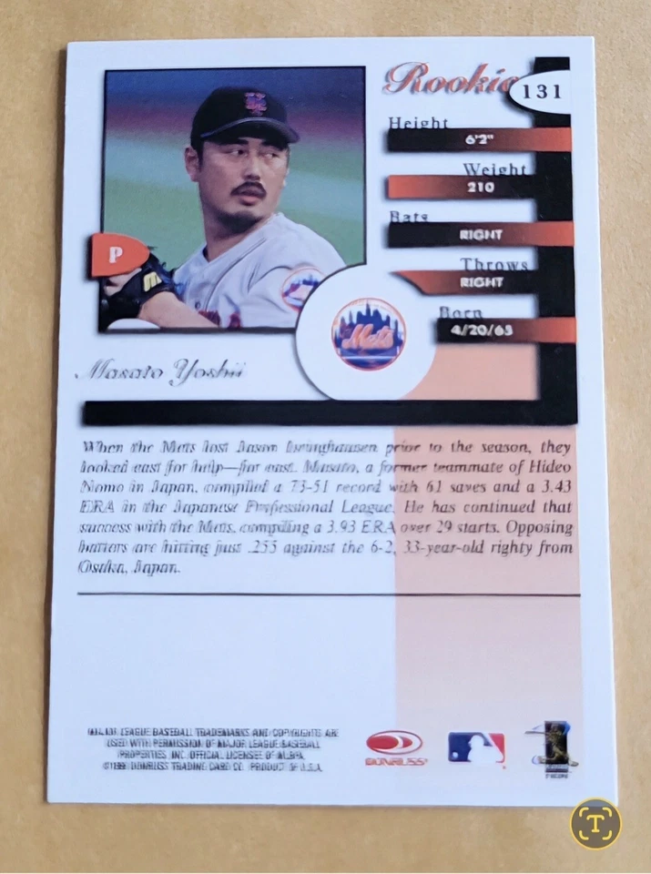 MASATO YOSHII - 1998 Donruss Signature (RC) #131  **MINT**  FREE SHIP & RETURN! - Image 2 of 2