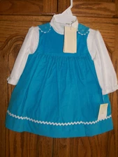 Petit Ami  Jumper Blue Corduroy 3 pc Dress 3 M Months NWT Organic Cotton