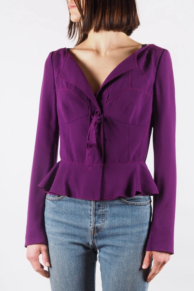 Chaqueta ligera para mujer PRADA vintage púrpura seda talla IT 42 / US 6 Foto 2 de 4