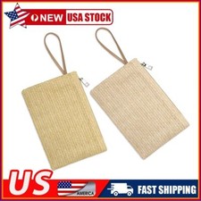 Boho Straw Clutch Bag Zipper Wristlet Holiday Beach Handbag for Women Girls LAVA