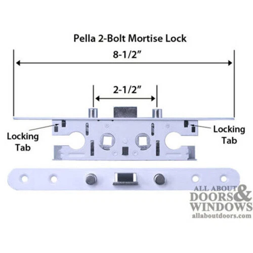 Pella 2 Point Bolt Mortise Lock Body Storm Door 2-Bolt Mortise Lock Black White - Image 2 of 2