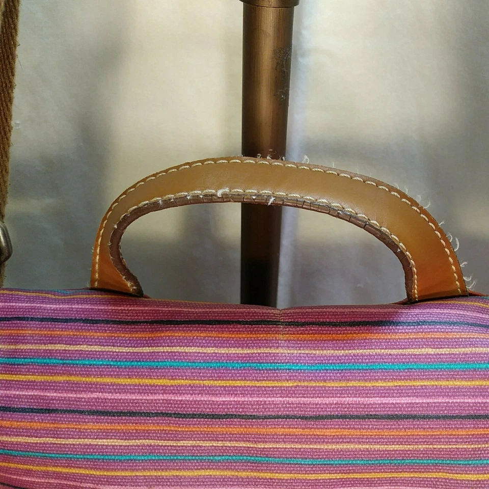 FOSSIL Bolso de Mano MULTICOLOR RAYAS PVC SOLAPA BANDOLERA Mensajero Púrpura Monedero Foto 4 de 4