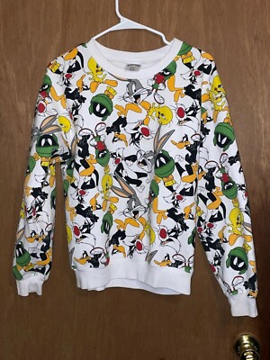 Looney Tunes Sweater White RN# 117508 Junior Size Medium