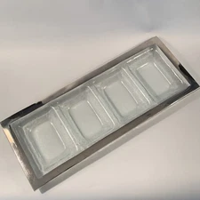 Annieglass Roman Antique Platinum 4-Section Tray 18" x 7" Second EUC