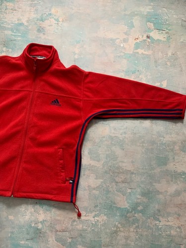 Vintage Adidas Fleece Full Zip Jacket 1990s men’s size Large Red Outdoor Life - Picture 6 of 24
