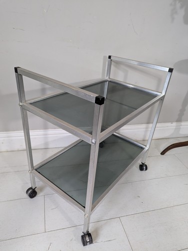 Aluminium Trolley Smoked Glass Console Table Trolley FREE Postage Available - Picture 14 of 20