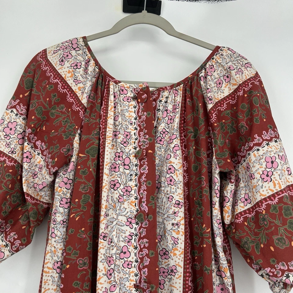 Maxi Vestido Vintage Tori Richard Años 70 Boho Hawaiano Rosa Floral Abotonada Talla L Foto 2 de 4