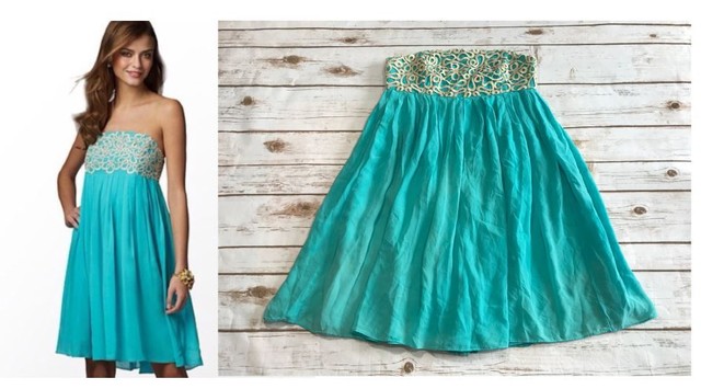 turquoise and gold dress