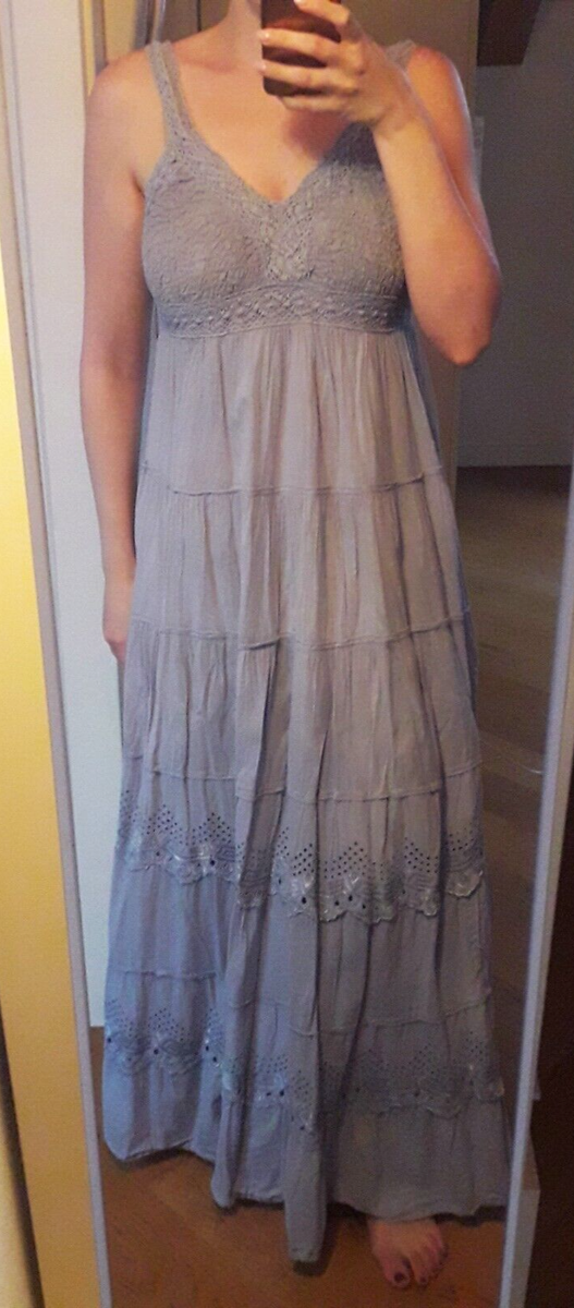 MOTIVI vestito lungo azzurro in cotone taglia M impero maxi abito