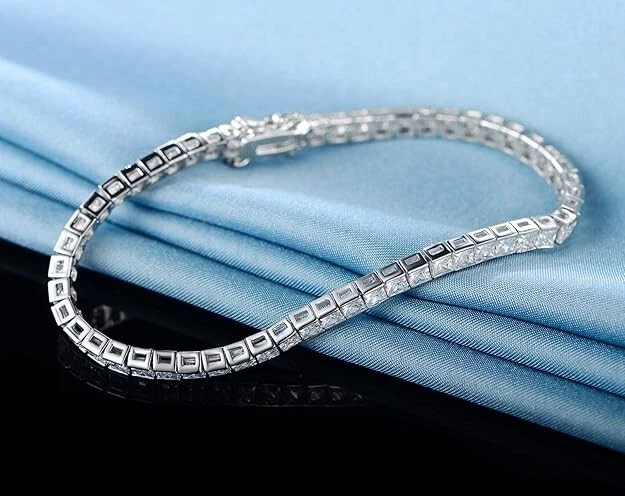 3mm Round Cut Simulated Diamond Women's Tennis Bracelet 7" 14K White Gold Plated - Image 3 of 4