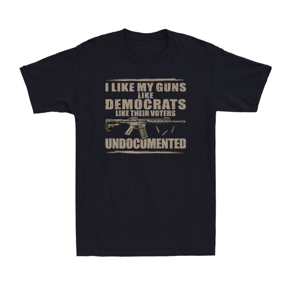 I Like My Guns Like Democrats Like Their Voters Undocumented Retro Men's T-Shirt