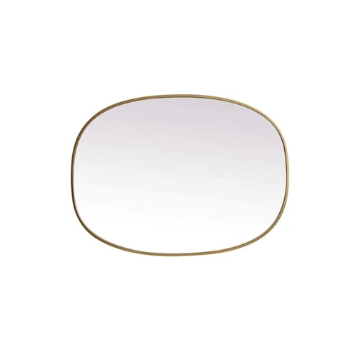 Elegant Decor Brynn 27x36" Oval Modern MDF Wood/Iron Mirror in Brass - Picture 3 of 11