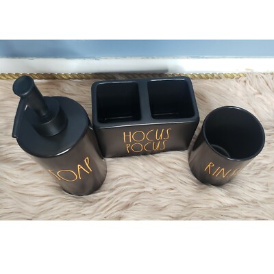 NWOT RAE DUNN CERAMIC Halloween 2021 / 3 Piece Bathroom Set  display picture 1