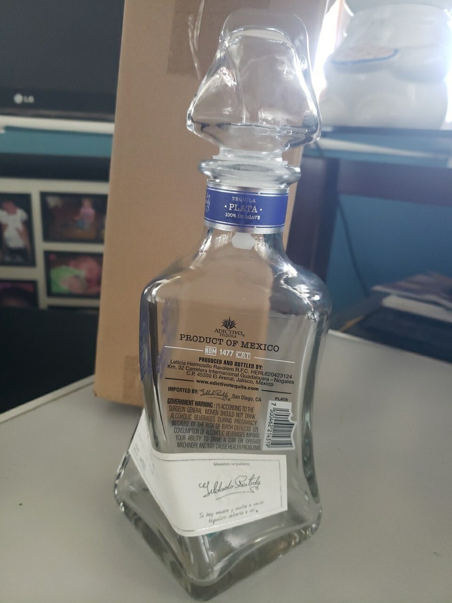 ADICTIVO ANEJO TEQUILA 750ml Twisted Bottle w/FILLABLE GLASS SHOT