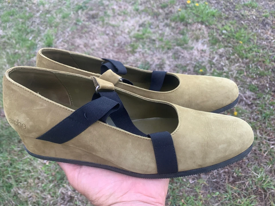 Оливково-зеленые замшевые туфли-лодочки ARCHE LN FRANCE с закрытым носком и ремешком на лодыжке 8 ❤️sj15m8 - Изображение 3 из 4