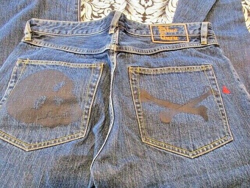 Jeans Uomo Blue GURU Jeans Skull and Bones Taglia 32 lunghi 32/33 | eBay