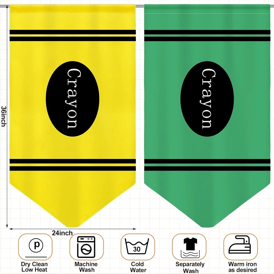 Colorful Classroom Curtains Rainbow Crayon Back to School Decor 6pcs - Image 4 of 4