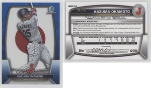 2023 Bowman Chrome WBC Flag Variations Blue Refractor /75 Kazuma Okamoto #WBC-54