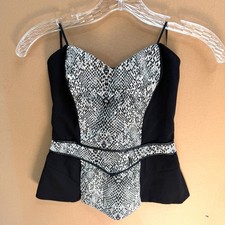 Women's GUESS Strapless Corset Top w/B W Snake Print Pattern, Sz XS, Back Zipper