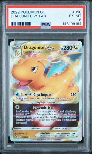 2022 POKEMON GO #050 DRAGONITE VSTAR PSA 6