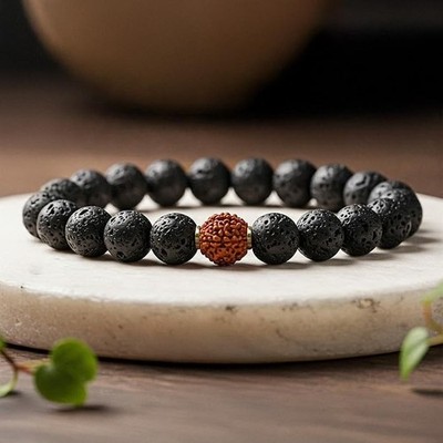 Lava Rudraksha Bracelet For Healing Spiritual Positive Energy Success Meditation