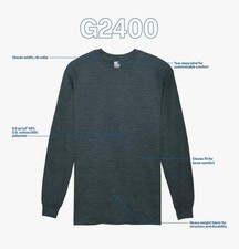 Gildan Unisex Adult Ultra Cotton Long Sleeve T-Shirt G2400 Dark Heather  Large