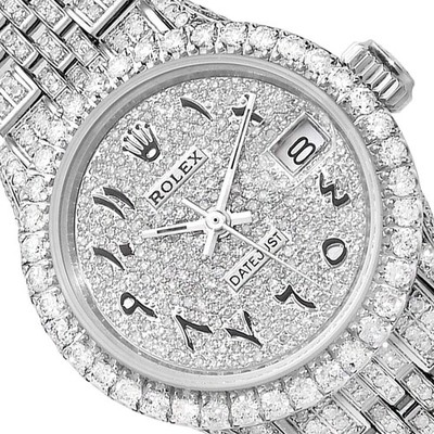 26mm Rolex Datejust Custom Diamond Pave Dial 69173 Jubilee Band Woman's Watch