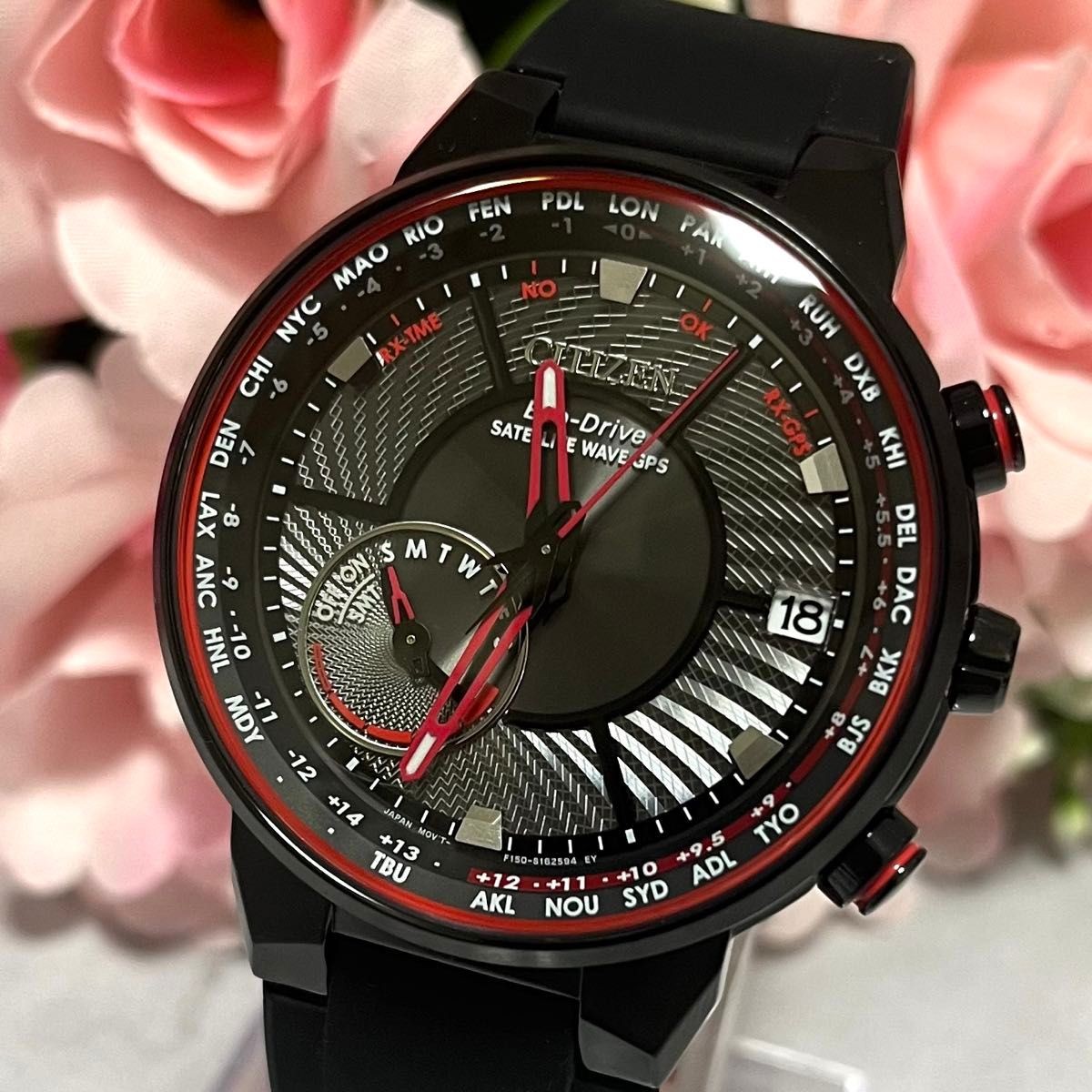 Citizen Attesa CC3079-11E Satellite Wave Eco-Drive Black Red Solar